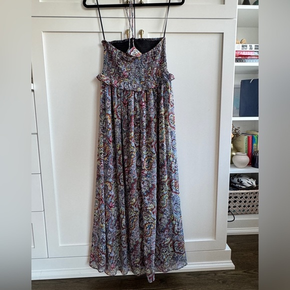 Paisley Smocked Halter Midi Dress - Sz XS - Picture 4 of 9